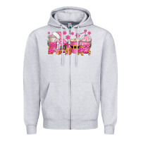 Heather Grey pink christmas coffee cups Zipper Hoodie - texasbilliewilder