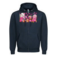 Navy pink christmas coffee cups Zipper Hoodie - texasbilliewilder