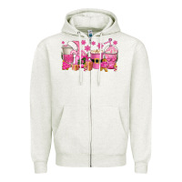 Oatmeal Heather pink christmas coffee cups Zipper Hoodie - texasbilliewilder
