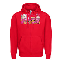 Red pink christmas coffee cups Zipper Hoodie - texasbilliewilder