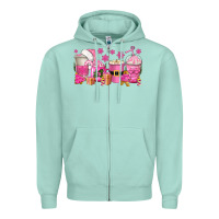Seafoam pink christmas coffee cups Zipper Hoodie - texasbilliewilder