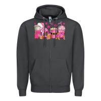Smoke pink christmas coffee cups Zipper Hoodie - texasbilliewilder