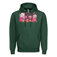 Sports Green pink christmas coffee cups Zipper Hoodie - texasbilliewilder