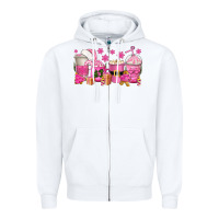 White pink christmas coffee cups Zipper Hoodie - texasbilliewilder
