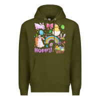 Army Green easter hoppy bunny Premium Hoodie - MaliasSmallBusiness