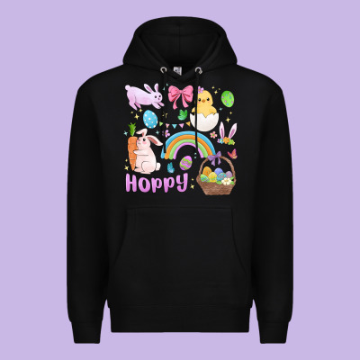 Easter Hoppy Bunny Premium Hoodie Designed By Maliassmallbusiness