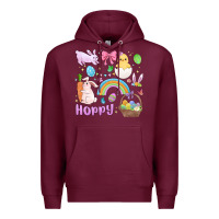 Burgundy easter hoppy bunny Premium Hoodie - MaliasSmallBusiness