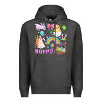 Charcoal Heather easter hoppy bunny Premium Hoodie - MaliasSmallBusiness
