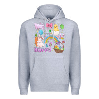 Heather Grey easter hoppy bunny Premium Hoodie - MaliasSmallBusiness