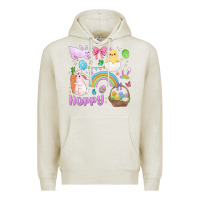 Oatmeal Heather easter hoppy bunny Premium Hoodie - MaliasSmallBusiness