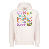 Pale Pink easter hoppy bunny Premium Hoodie - MaliasSmallBusiness