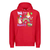 Red easter hoppy bunny Premium Hoodie - MaliasSmallBusiness