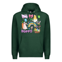 Sports Green easter hoppy bunny Premium Hoodie - MaliasSmallBusiness