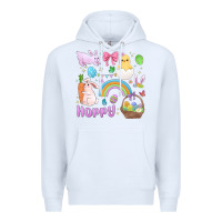 White easter hoppy bunny Premium Hoodie - MaliasSmallBusiness