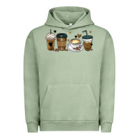 Pigment Oil Green coffee latte coffee cups Urban Hoodie - MaliasSmallBusiness
