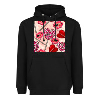 Black valentines day lollipops and lips seamless pattern Heavyweight Hoodie - BundleAndBundleShop