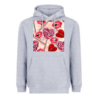 Heather Grey valentines day lollipops and lips seamless pattern Heavyweight Hoodie - BundleAndBundleShop