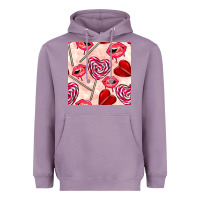 Lavender valentines day lollipops and lips seamless pattern Heavyweight Hoodie - BundleAndBundleShop