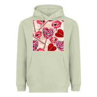 Matcha valentines day lollipops and lips seamless pattern Heavyweight Hoodie - BundleAndBundleShop