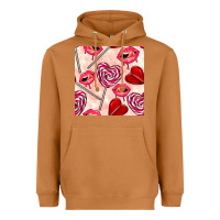 Meerkat valentines day lollipops and lips seamless pattern Heavyweight Hoodie - BundleAndBundleShop