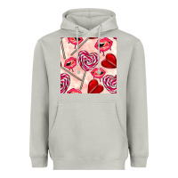 Moon Dust valentines day lollipops and lips seamless pattern Heavyweight Hoodie - BundleAndBundleShop
