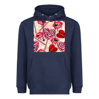 Navy valentines day lollipops and lips seamless pattern Heavyweight Hoodie - BundleAndBundleShop