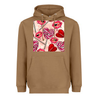 Toasted Coconut valentines day lollipops and lips seamless pattern Heavyweight Hoodie - BundleAndBundleShop