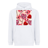 White valentines day lollipops and lips seamless pattern Heavyweight Hoodie - BundleAndBundleShop