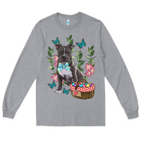 Heather Grey easter pitbull Long Sleeve Tee - RanaPortraitStore