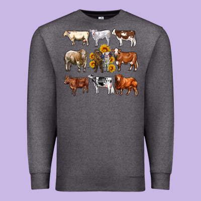 Western Cowsand Sunflowers Premium Sweatshirt Designed By Adodesignshop