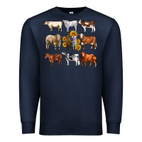 Navy western cowsand sunflowers Premium Sweatshirt - AdoDesignShop