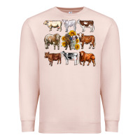 Pale Pink western cowsand sunflowers Premium Sweatshirt - AdoDesignShop