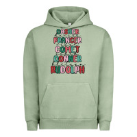 Pigment Oil Green dasher dancer prancer vixer comet cupid donner bli Urban Hoodie - MaliasSmallBusiness