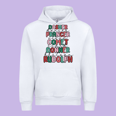 Dasher Dancer Prancer Vixer Comet Cupid Donner Bli Urban Hoodie Designed By Maliassmallbusiness