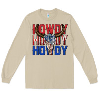 Mushroom howdy howdy howdy 4th of july bull skull billie wi Long Sleeve Tee - texasbilliewilder