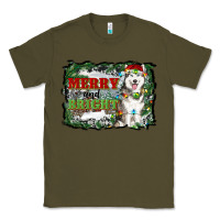 Army Green merry and bright husky farm  background Classic Tee - RanaPortraitStore