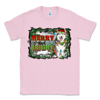 Bubblegum Pink merry and bright husky farm  background Classic Tee - RanaPortraitStore