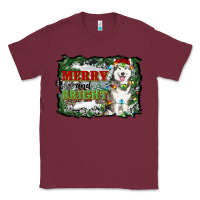 Burgundy merry and bright husky farm  background Classic Tee - RanaPortraitStore