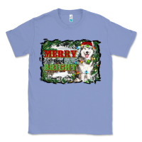 Colony Blue merry and bright husky farm  background Classic Tee - RanaPortraitStore