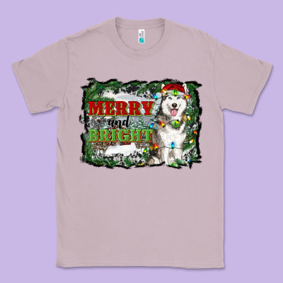 Merry And Bright Husky Farm  Background Classic Tee Designed By Ranaportraitstore