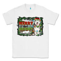 White merry and bright husky farm  background Classic Tee - RanaPortraitStore