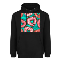 Black valentines day heart donuts seamless pattern Heavyweight Hoodie - BundleAndBundleShop
