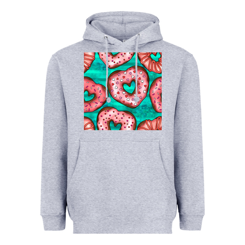 Valentines Day Heart Donuts Seamless Pattern Heavyweight Hoodie by BundleAndBundleShop | Teevron
