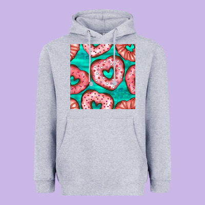Valentines Day Heart Donuts Seamless Pattern Heavyweight Hoodie Designed By Bundleandbundleshop