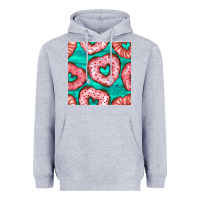 Heather Grey valentines day heart donuts seamless pattern Heavyweight Hoodie - BundleAndBundleShop