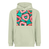 Matcha valentines day heart donuts seamless pattern Heavyweight Hoodie - BundleAndBundleShop