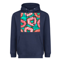 Navy valentines day heart donuts seamless pattern Heavyweight Hoodie - BundleAndBundleShop