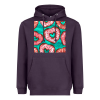 Plum valentines day heart donuts seamless pattern Heavyweight Hoodie - BundleAndBundleShop
