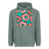Sage valentines day heart donuts seamless pattern Heavyweight Hoodie - BundleAndBundleShop