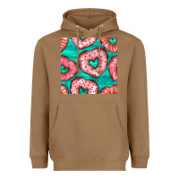 Toasted Coconut valentines day heart donuts seamless pattern Heavyweight Hoodie - BundleAndBundleShop